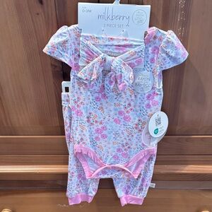 Milkberry Pink Floral Kids Matching Set 0-3 months